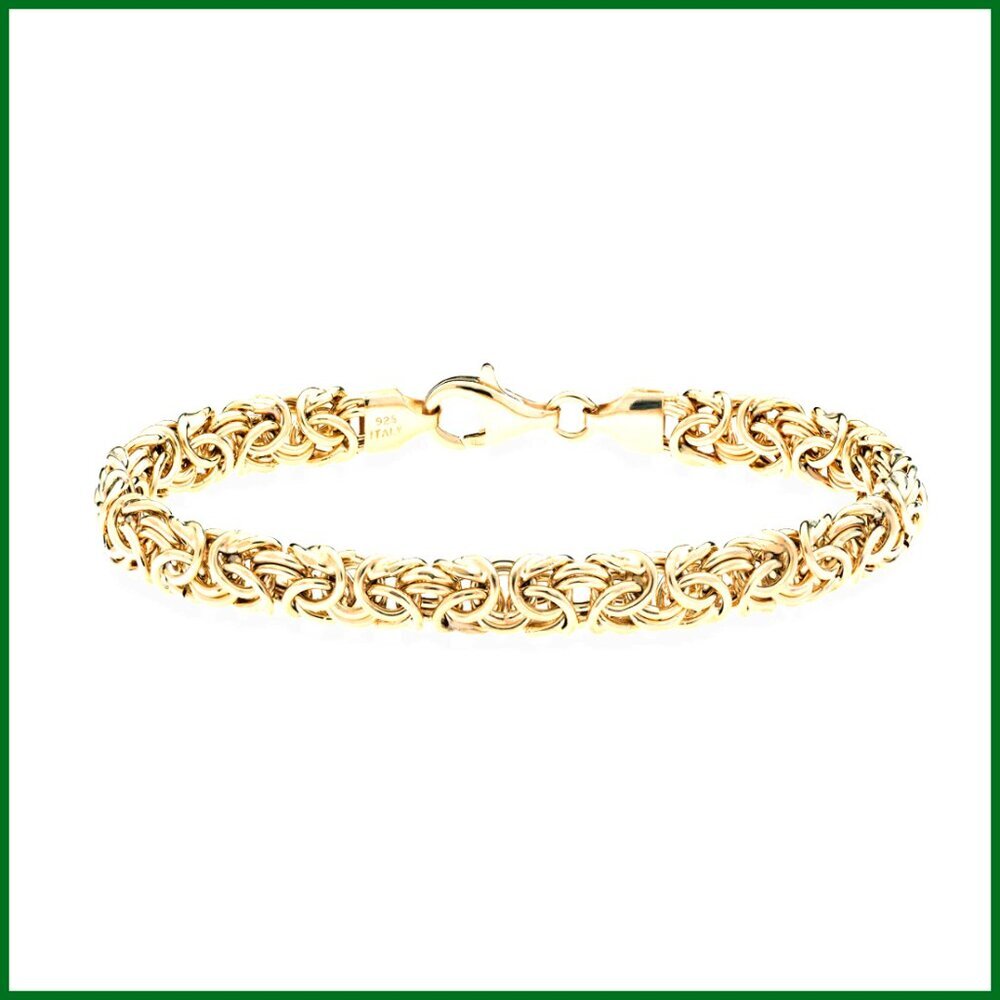 18K Gold Plated 925 Sterling Silver Byzantine Bracelet Handmade Italy